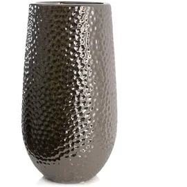 Kaheku Vase CORO, Keramik, Silber glasiert (H38 cm)