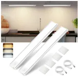 Nettlife LED Unterbauleuchte mit Bewegungsmelder 20/30/40CM Küche Schrankbeleuchtung Dimmbar USB, Dimmbar, LED fest integriert, 3 Farbtemperatur Aufladbar Schrankleuchte für Flur Cabinet silberfarben Ø 30 cm