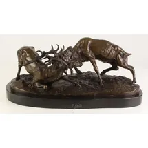 Casa Padrino Luxus Bronzefiguren Kämpfende Hirsche Bronze / Schwarz 43,3 x 20,6 x H. 18 cm - Luxus Qualität