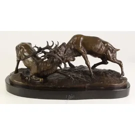 Casa Padrino Luxus Bronzefiguren Kämpfende Hirsche Bronze / Schwarz 43,3 x 20,6 x H. 18 cm - Luxus Qualität