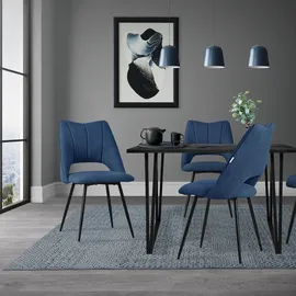 ML-Design Esszimmerstühle 2er Set Blau aus Stoffbezug, Rückenlehne