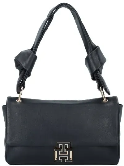 Tommy Hilfiger Pushlock Schultertasche Leder 26 cm  schwarz