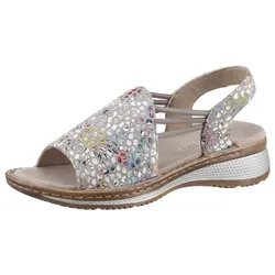 Riemchensandale ARA "HAWAII", Damen, Gr. 35, bunt (taupe multi), Veloursleder, feminin, Schuhe, Sommerschuh, Sandalette, Keilabsatz, mit Stretch-Bänder, G-Weite