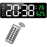 Fuloon Wanduhr Digital, 16 Zoll Digitale Wanduhr Groß LED Wand Uhr, Digital Wecker mit Fernbedienung, Timing- und Countdown, Datum, Woche, Temperatur, Digitaler Kalender für Schlafzimmer, Wohnzimmer