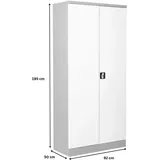 PROREGAL Stahlschrank BEE mit 6 lackierten Fachböden | HxBxT 195x92x50cm | Grau-Weiß | Werkstattschrank Werkzeugschrank Aktenschrank Universalschrank
