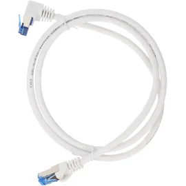 goobay CAT 6A Patchkabel 1x 90° gewinkelt, S/FTP (PiMF), Weiß, 2 m