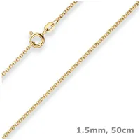 Schmuck Krone Goldkette 1,5mm Erbskette aus 585 Gelbgold 50cm, Gold 585 goldfarben