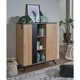 P & B Highboard, Braun, Holzwerkstoff, 4 Fächer, 110x125x40 cm, stehend, Wohnzimmer, Kommoden & Sideboards, Highboards