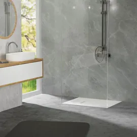 luxebath Duschwanne 90x70 cm Weiß mit Ablaufgarnitur, SMC H:3 cm