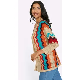 Sieh an! Ajour-Strickjacke beige 42