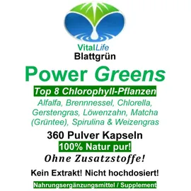 VitalLife Green Power Greens Top8 Chlorophyll Supergreens Kapseln 360 St.
