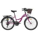 LUCHS Cityrad Feline Damenfahrrad 26 Zoll – Cityfahrrad Hollandrad – Citybike, 21 Gang Shimano, Kettenschaltung, 21 Gang SHIMANO, Frontkorb – Citybike für Alltag & Freizeit lila