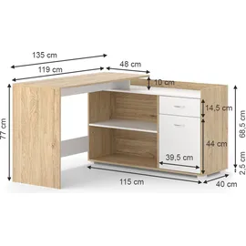 Vicco Noira, Sonoma, 135 x 77 cm mit Schublade, Model 50117 - Braun