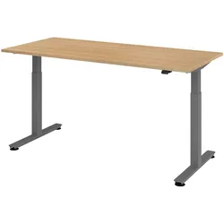 bümö elektrisch höhenverstellbarer Schreibtisch Eiche 180x80 cm, Gestell: Graphit - Büroschreibtisch höhenverstellbar elektrisch, elektrischer