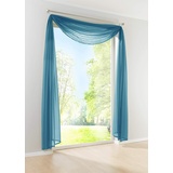Yaland Voile Transparenter Freihandbogen einfarbig Uni Querbehang Wohnzimmer Gardinenschals (BxH 140x500, aquablau) 1 Stück