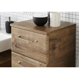 Saphir Quickset Badschrank mit 1 Tür und 2 Schubladen 35 x 90,5 x 33 cm Beige/Braun