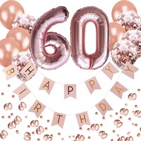 60. Geburtstag Party Deko Set - Girlande + Zahl 60 Ballons + Konfetti Luftballon Set + Konfetti