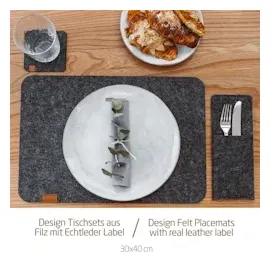 MIQIO 18 er Set Tischsets 6 Platzsets, Bestecktaschen Glasuntersetzer,