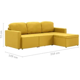 vidaXL Modulares 3-Sitzer-Schlafsofa Gelb Stoff