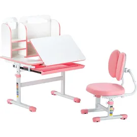 Vevor Kinderschreibtisch mit Stuhl höhenverstellbar 54-73 cm MDF rosa