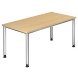 HAMMERBACHER HS16 höhenverstellbarer Schreibtisch ahorn rechteckig, 4-Fuß-Gestell silber 160,0 x 80,0 cm