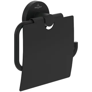 Villeroy & Boch V&B Toilettenpapierhalter Elements Tender 134x132x38mm, mit Deckel, matt black