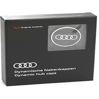 Audi 4M8071006A Dynamische Nabenkappen (4 Stück) Radnabenkappen, schwarz/Silber, 20.6 x 18.2 x 4.7 cm