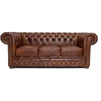 Chesterfield Sofa First Class - The Chesterfield Brand | 3 Sitzer Sofa | 100% Leder, handgefertigt, Original Chesterfield | Breite 200 cm | Cloudy Altbraun