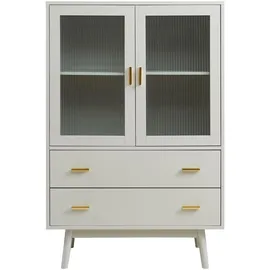 [en.casa] Vitrinenschrank Susa 120 x 80 x 40 cm BEIGE