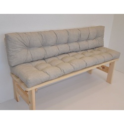 Rattani Bankauflage Kissen / Polster für Gartenbank / Bankkissen 150 cm soft grau