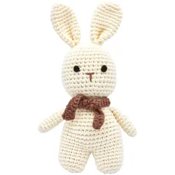Handgestrickter Hase gehäkelt aus Baumwolle Spielzeug 18 cm