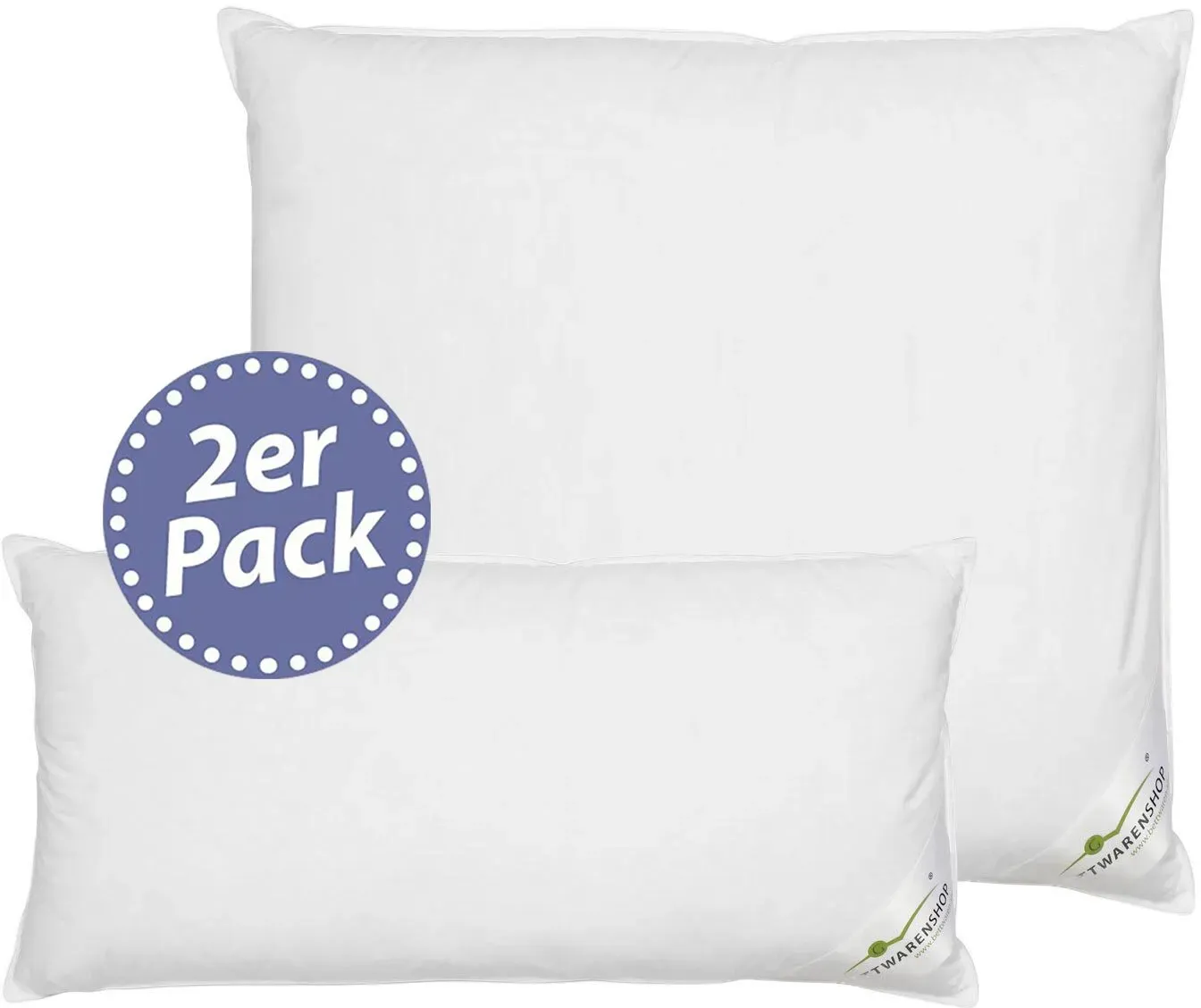 BettwarenShop Doppelpack 3-Kammerkissen Select, Aussen 100% Gänsedaunen 2x 65x100 cm
