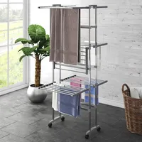 VidaXL Wäscheständer 3 Etagen mit Rollen Silbern 60x70x129 cm