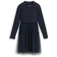 Tom Tailor Mädchen Mini-Kleid mit Tüllrock, blau, Uni, Gr. 104/110