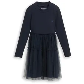 Tom Tailor Mädchen Mini-Kleid mit Tüllrock, blau, Uni, Gr. 104/110