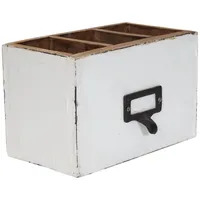 DESIGN DELIGHTS Stiftehalter-Box, Weiß, Holz, 19x12x10 cm, Arbeitszimmer, Schreibtische
