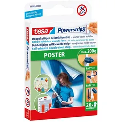 tesa Powerstrips POSTER Klebestreifen 1,5 x 4,5 cm - 20 Stück