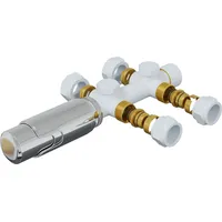 Hago HAGO24 Thermostatventil Heizkörpergarnitur 50mm Mittelanschluss Weiß Eckform Durchgangsform