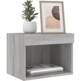 vidaXL Wand-Nachttisch mit LED-Leuchten Grau Sonoma