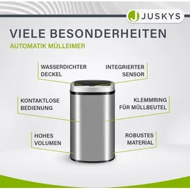 Juskys Automatik Mülleimer mit Sensor - Silber