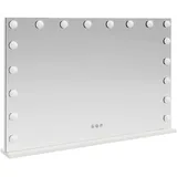 vidaXL Kosmetikspiegel, LED Schminkspiegel Weiß 80 x 10 x 52,5 cm Glas und Stahl
