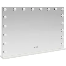 vidaXL Kosmetikspiegel, LED Schminkspiegel Weiß 80 x 10 x 52,5 cm Glas und Stahl