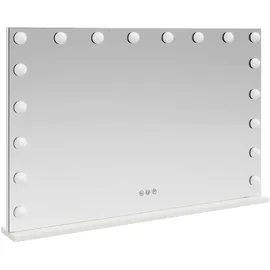 vidaXL Kosmetikspiegel, LED Schminkspiegel Weiß 80 x 10 x 52,5 cm Glas und Stahl