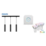 Philips Pendelleuchte 3er Spot Paxie Easy Link + Smart-home Hue Bridge Schwarz 157 Cm Warmweiß-kaltweiß Rgb