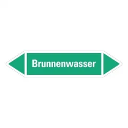 Aufkleber I RKZ-Etikett Brunnenwasser, grün/weiß, ab Ø 90mm, 440x100mm, 2/Bogen