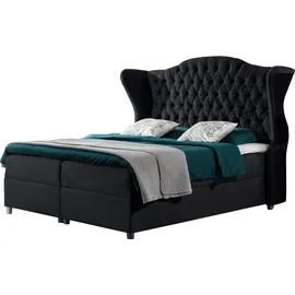 99rooms Adele Boxspringbett Velours 180x200 cm Schwarz