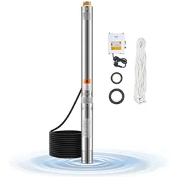 VEVOR 550W Tiefbrunnen-Tauchpumpe Edelstahl-Wasserpumpe 174ft 100L/min
