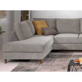 best mobilier Lisa Design Jake - Wohnlandschaft - mit Schlaffunktion und Bettkasten - 7-Sitzer - aus Cord - links Hellgrau