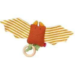 SIGIKID 39673 Strick-Greifling Fledermaus mit Rassel und Holzring, Knitted Love Kollektion