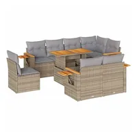 vidaXL Garten-Sofagarnitur 9-tlg. Loungeset beige